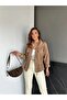 Qimene Women's Large Pocket Waist Drawstring Loose Collar Straight Oversize Coat - 3