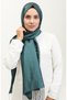 Petrol Colored Tasseled Taffeta Shawl - 1267-08 - 2