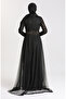 Sequined Tulle Evening Dress 5345-10 Black Gold - 3