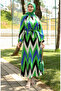 Green Patterned Viscose Dress - 0438-03