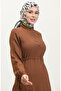 Tan 0363-04 Model Side Tie Gathered Dress - 3