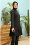 Flounced Hijab Swimsuit 2215-01 Black - 2