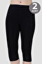 Women's Capri Tights 2-Piece Black Cotton Lycra