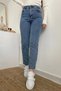 Women's Snow Mom Jean High Waist Blue Jean 100% Natural Cotton - 2