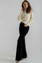 Sude Black Flared Jeans Colorfast Jeans High Waist Pants(Full Fit) - 3
