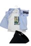 Boy's Oxford Short Sleeve Shirt T-Shirt Shorts Suit / Shirt - 3 Piece Suit with T-Shirt Shorts - 5