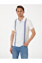 Ecru Slim Fit 100% Cotton Buttoned Polo Collar T-Shirt 50302598-Vr019