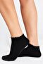 Bamboo Women's Ruffled Booties Elasticated Seamless Black Socks 3 Pack - 5