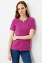 Women's Open Collar Beaded Embroidered Cotton T-Shirt Sıkıştırma