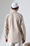 Men's Judge Collar Long Sleeve Buttoned Linen Shirt Beige (Vşn) - 8