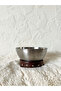Slash Wooden Base Metal Round Serving/ Presentation Bowl 12 cm - 6