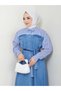 Scratched Sleeves Shirt Detail Denim Dress Tuxedo Blue Denim - 4