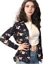 Women's Light Pink Floral Patterned Long Sleeve Summer Navy Blue Shirt - 5