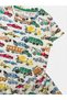Boy's 100% Cotton Ecru Car Truck Tow Truck Patterned Short Sleeve Shorts Pajama Set - 4