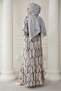 Sequenced Ethnic Pattern Gray Viscose Dress - 6