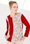 Women's Crew Neck Long Sleeve Floral Printed Combed Cotton Blouse Red - 8