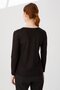 Women's Crew Neck Long Sleeve Floral Printed Striped Combed Cotton Blouse Black - 7