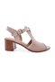 055 Women's Laser Heeled Sandals Genuine Leather Beige