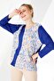 Women's Crew Neck Long Sleeve Floral Printed Combed Cotton Blouse K.cobalt blue Blue