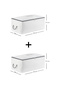 Set of 2 Medium Size Gray Printed under Base Sofa Bed Type Sweater Pique Organizer Blanket Pouch 52X28X21 - 8