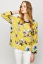 Women's Crew Neck Colorful Patterned Combed Cotton T-shirt Yellow - 7