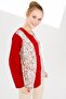 Women's Crew Neck Long Sleeve Floral Printed Combed Cotton Blouse Red - 5