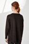 Women's Crew Neck Long Sleeve Skirt Lace Piece Combed Cotton Tunic Black - 4