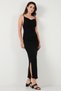 Slim Fit Slit Long Length Asymmetrical Neck Dress with Shirring Detail Dress 5866291 - 5
