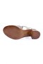 055 Women's Laser Heeled Sandals Genuine Leather Beige - 5