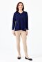 Women's V-Neck Slim Blouse Navy Blue - 2