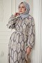 Sequenced Ethnic Pattern Gray Viscose Dress - 3