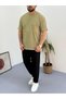 Khaki Black Report Ottoman Fabric Single Pocket T-Shirt-Pants Set of 2 with Single Back Pocket - 3