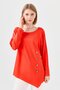 Women's Crew Neck Front Wooden Buttoned Combed Cotton Blouse Orange - 5