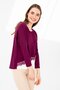Women's Crew Neck Long Sleeve Skirt Lace Piece Combed Cotton Tunic Plum - 5
