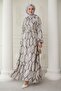 Sequenced Ethnic Pattern Gray Viscose Dress - 4