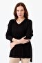 Women's V-Neck Slim Blouse Black - 6