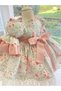 Salmon Mint Floral Vintage Baby Girl Dress, Custom Tailored Girls' Dress, Birthday Dress, F - 6