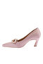 Women's Pointed Toe Top Chain Stone Heeled Shoes Salmon 283921085 - 4