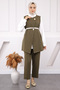 Khaki Shirt Vest Pants Triple Combination Suit