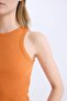 Fitted Halter Neck Ribbed Camisole Tank Top U0357Az25Sm - 4