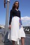 Women's Polo Neck Collar Embroidered Summer Knitwear Blouse Navy Blue - 6