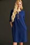 Women's Ethnic Pattern Embroidered Linen Look Dress Navy Blue