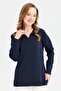 Women's Polo Collar Slim Knitwear Blouse Navy Blue - 4