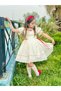 Cream Red Ribboned Vintage Baby Girl Dress, Custom-Made Girl's Dress, Birthday Dress - 5
