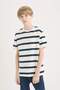Crew Neck Striped Short Sleeve T-Shirt Boys D7864A825Sm - 4