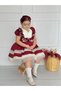 Zebrina Burgundy Vintage Baby Girl Dress, Birthday Dress, Photo Shoot Dress, Suitable for Ages 0-12 - 7
