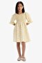 100% Cotton Patterned Short Sleeve Summer Dress for Girls E2643A825Sm - 2