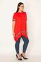 Women's Large Size Red Stripe Detailed Asymmertic Tunic 65n23133 - 4