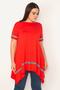 Women's Large Size Red Stripe Detailed Asymmertic Tunic 65n23133 - 6