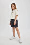 Girl's Elastic Waist Cargo Pocket Shorts B0840A825Hs - 2